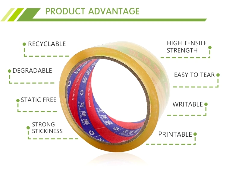 100% Biodegradable/Recyclable/Degradable/Static Free/Strong Stickiness/High Tensile Strength/Easy to Tear/Writable/Printable Packing Tape